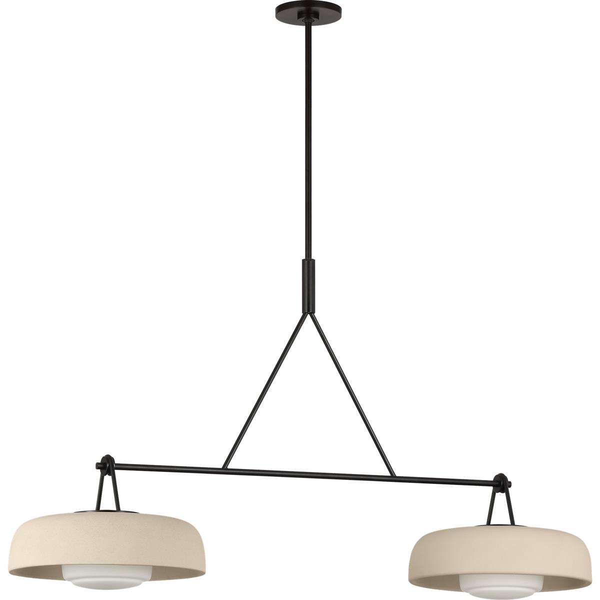 Visual Comfort Studio Collection SCRJLS171AIISOEG Richard June Liora 2 Light 47 inch Aged Iron Chandelier Ceiling Light in Standard, Ivory Stoneware