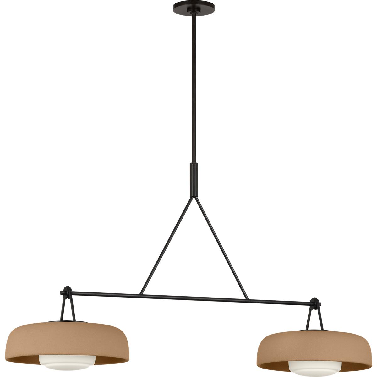 Visual Comfort Studio Collection SCRJLS171AITSOEG Richard June Liora 2 Light 47 inch Aged Iron Chandelier Ceiling Light in Standard, Toast Stoneware