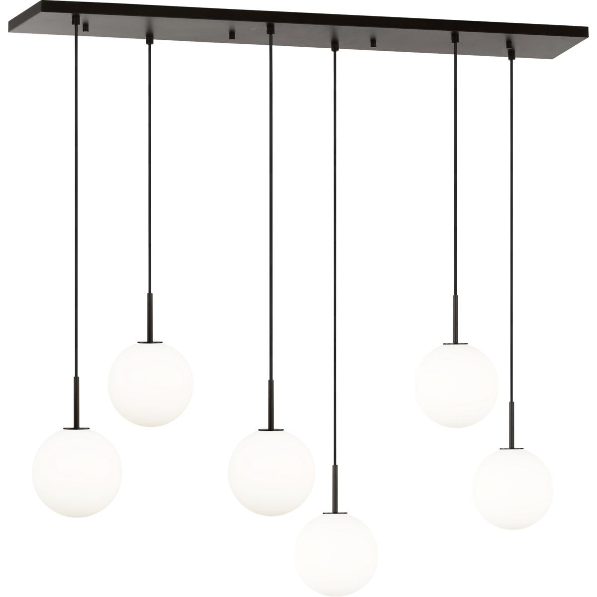Visual Comfort Studio Collection SCRJLS208AIOEG Richard June Sorelle 6 Light 48.35 inch Aged Iron Linear Chandelier Ceiling Light in Standard