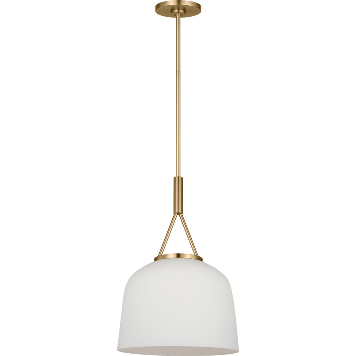 Visual Comfort Studio Collection SCRJPD166EBSOEG Richard June Liora 1 Light 12 inch Estate Brass Pendant Ceiling Light in Standard, Opal Acid Etched G