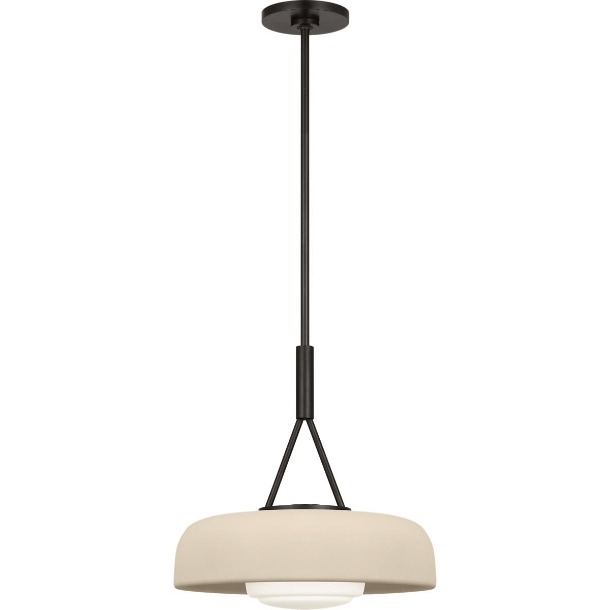 Visual Comfort Studio Collection SCRJPD167AIISOEG Richard June Liora 1 Light 15 inch Aged Iron Pendant Ceiling Light in Standard, Ivory Stoneware