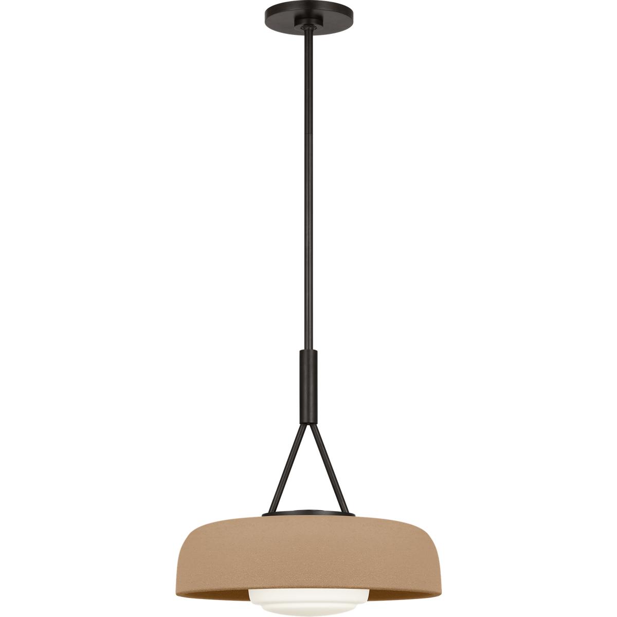 Visual Comfort Studio Collection SCRJPD167AITSOEG Richard June Liora 1 Light 15 inch Aged Iron Pendant Ceiling Light in Standard, Toast Stoneware