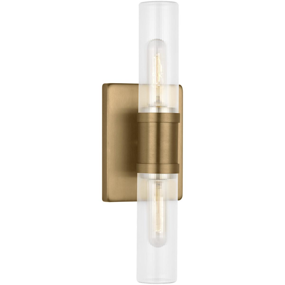 Visual Comfort Studio Collection 4465002CF-848 Keaton 2 Light 5 inch Satin Brass Bath Vanity Wall Light in Clear Fluted Glass