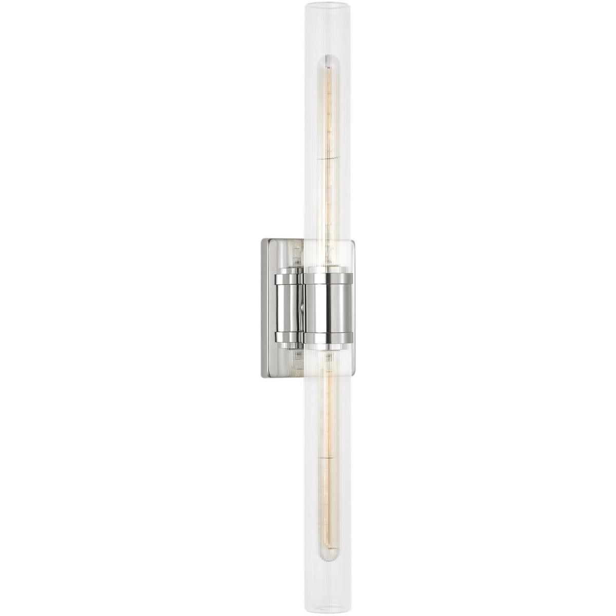 Visual Comfort Studio Collection 4665002CF-05 Keaton 2 Light 5 inch Chrome Bath Vanity Wall Light in Clear Fluted Glass