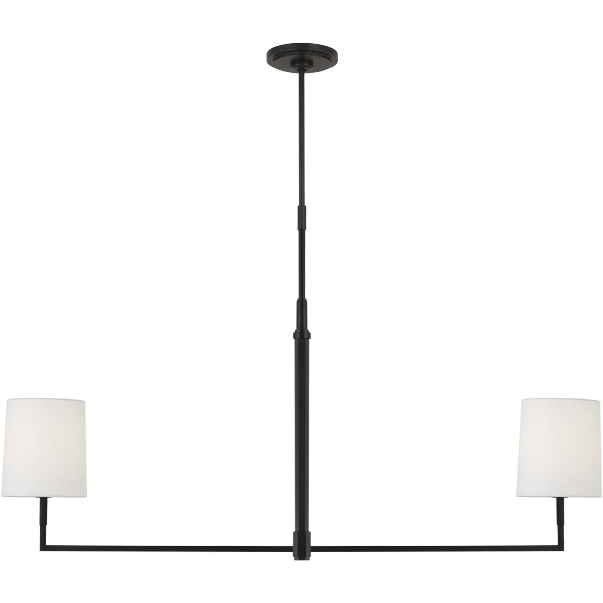 Visual Comfort Studio Collection TC1212AI TOB by Thomas O'Brien Danica 2 Light 50 inch Aged Iron Linear Chandelier Ceiling Light