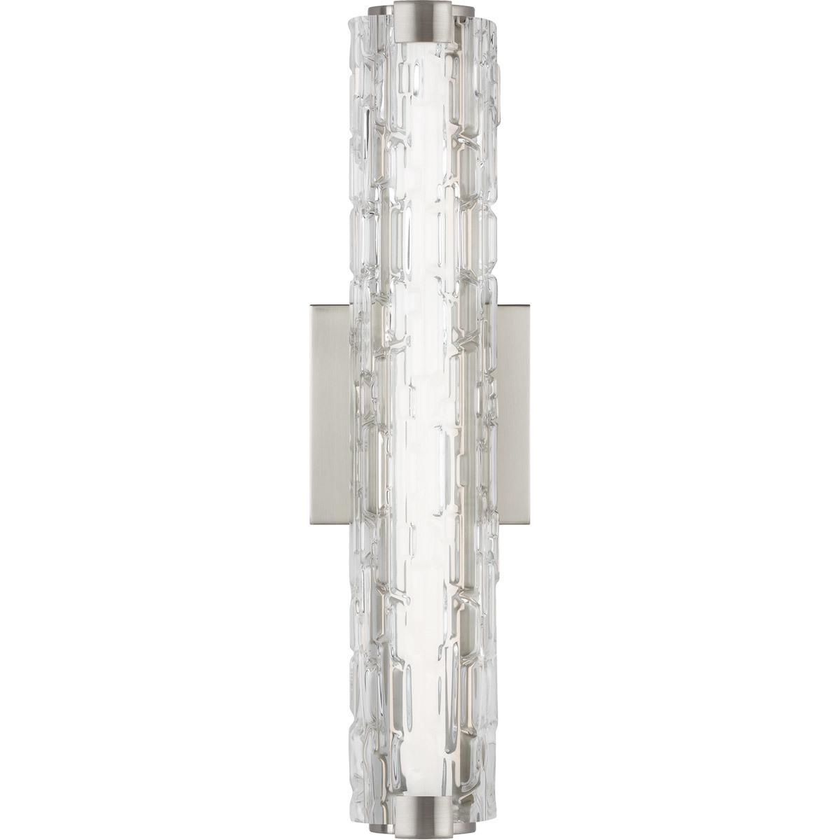 Visual Comfort Studio Collection WB1876SN-L1 Sean Lavin Cutler LED 18 inch Satin Nickel Sconce Wall Light in Clear Staggered Rock