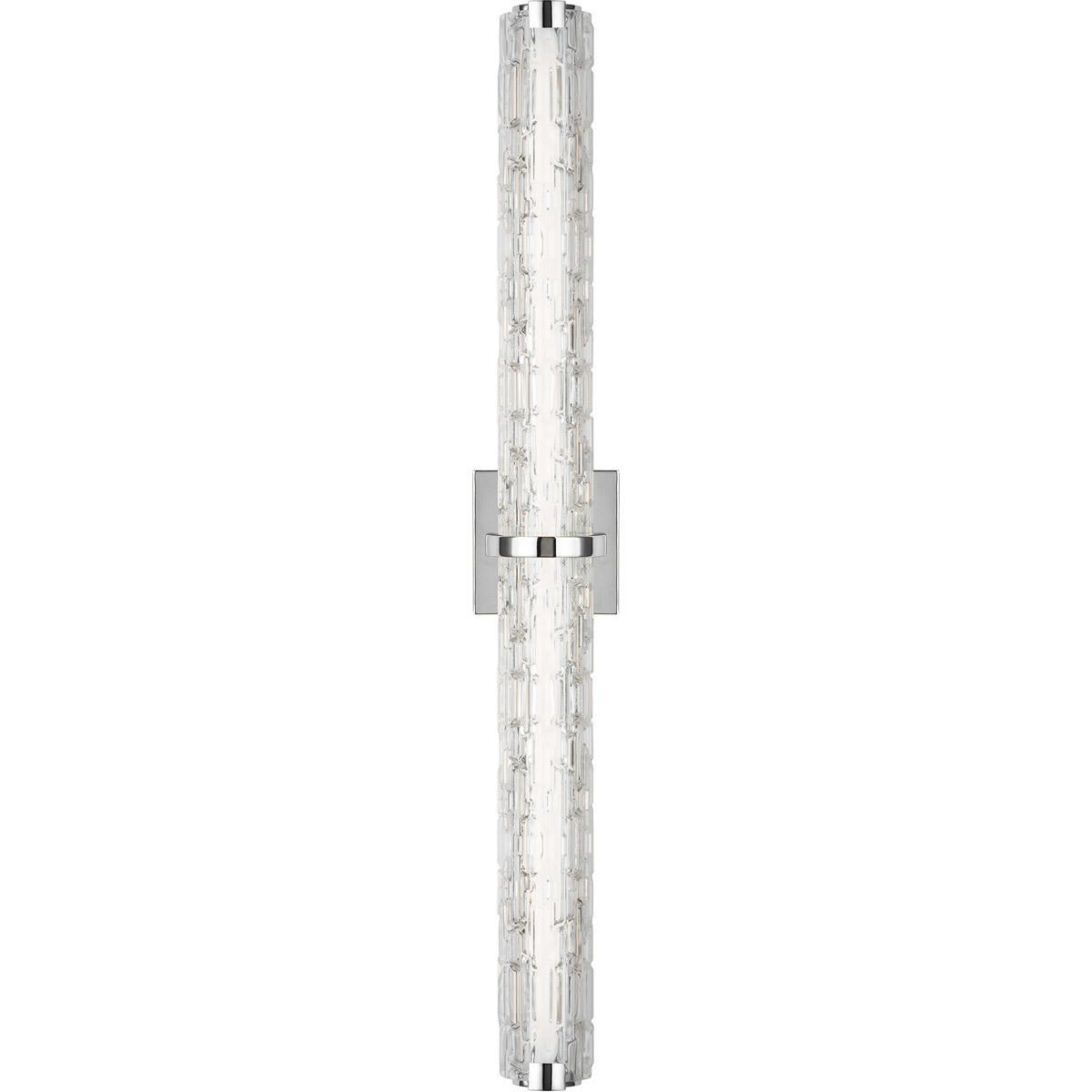 Visual Comfort Studio Collection WB1879CH-L1 Sean Lavin Cutler LED 36 inch Chrome Vanity Light Wall Light in Clear Staggered Rock