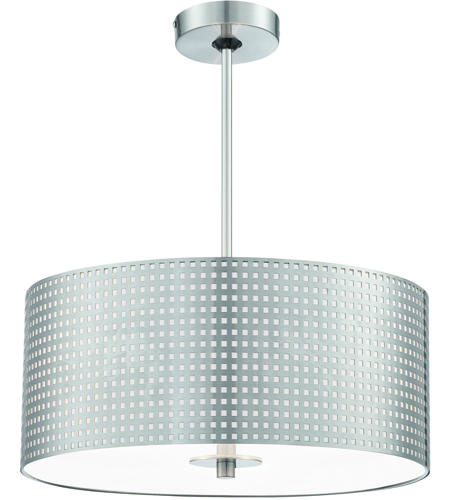 George Kovacs P5743 084 Grid 3 Light 18 Inch Brushed Nickel Drum Pendant Ceiling Light