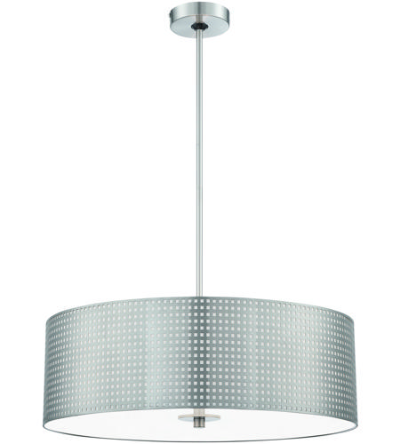 George Kovacs P5745 084 Grid 4 Light 24 Inch Brushed Nickel Drum Pendant Ceiling Light