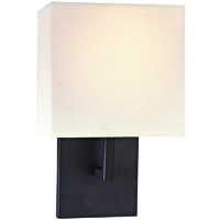 GK 1 Light 7 inch Bronze ADA Wall Sconce Wall Light in Off White Fabric