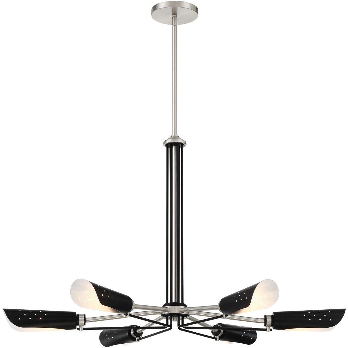 George Kovacs P1696-691 Turbine 6 Light 34 inch Coal With Brushed Nickel Chandelier Ceiling Light