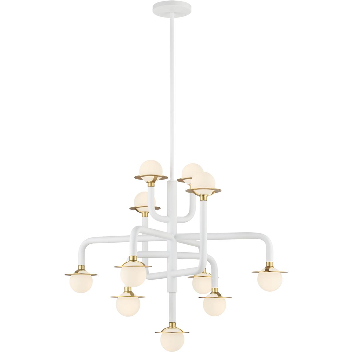 George Kovacs P5511-706-L Tubular LED 29.38 inch Matte White W/Honey Gold Chandelier Ceiling Light