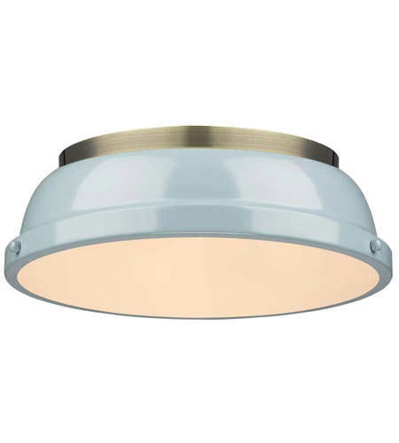 Golden Lighting 3602 14 Ab Sf Duncan 2 Light 14 Inch Aged Brass Flush Mount Ceiling Light In