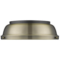 Golden Lighting 3602-14 AB-BLK Duncan Flush Mount Aged Brass with Matte Black Shade