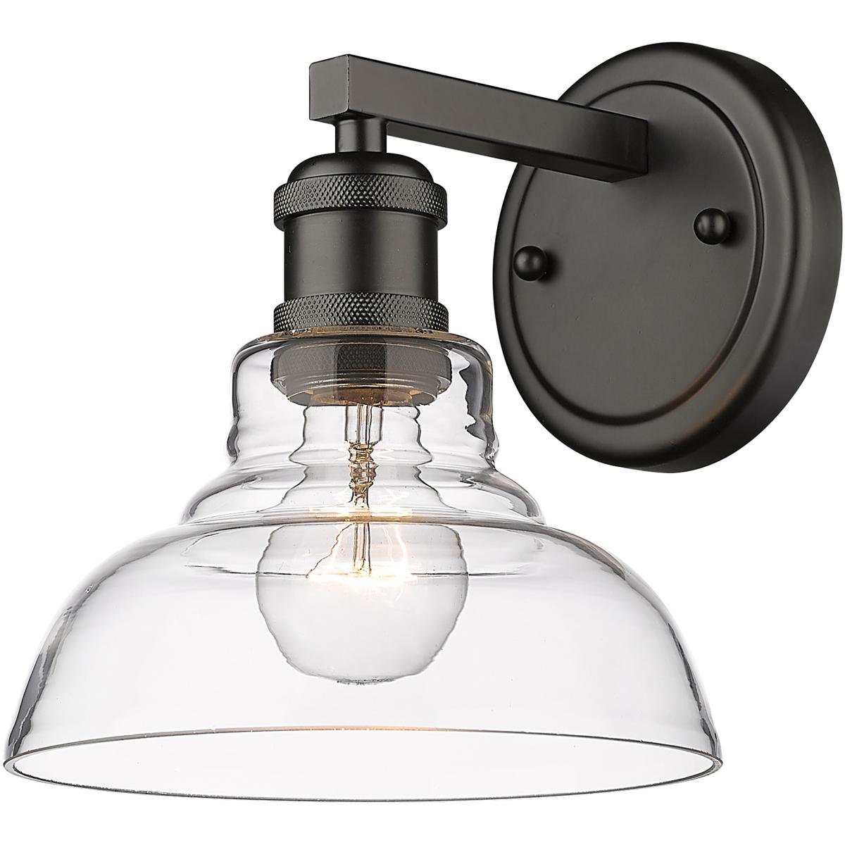 Golden Lighting 0305-BA1 BLK-CLR Yep Carver Vanity Wall Light in Matte Black, Clear Glass