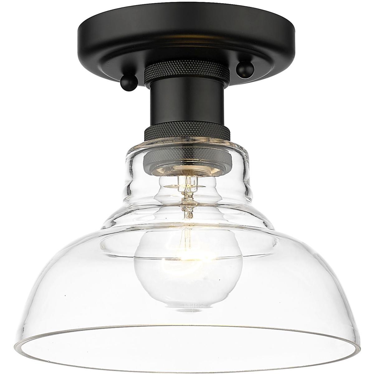 Golden Lighting 0305-FM BLK-CLR Yep Carver 1 Light 7.5 inch Matte Black Flush Mount Ceiling Light in Clear Glass