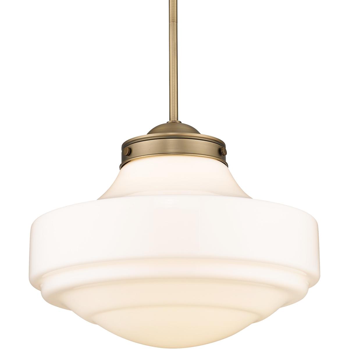 Golden Lighting 0508-L MBS-VMG Ingalls 1 Light 16 inch Modern Brass Pendant Ceiling Light in Vintage Milk Glass, Large