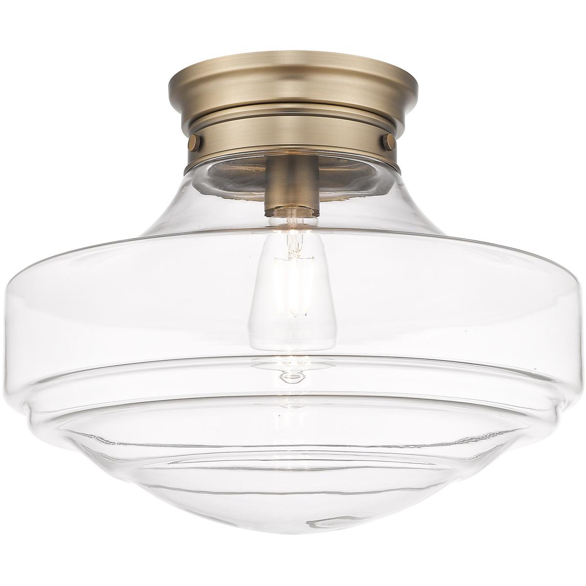 Golden Lighting 0508-LSF MBS-CLR Ingalls 1 Light 16 inch Modern Brass Semi-Flush Mount Ceiling Light in Clear Glass, Large