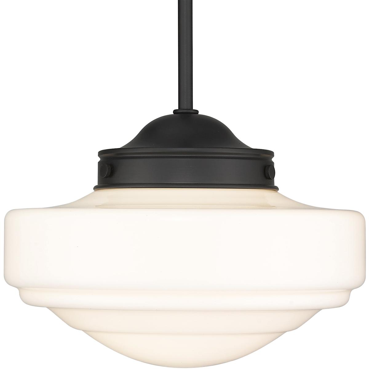 Golden Lighting 0508-M BLK-VMG Ingalls 1 Light 12 inch Matte Black Pendant Ceiling Light in Vintage Milk Glass, Medium