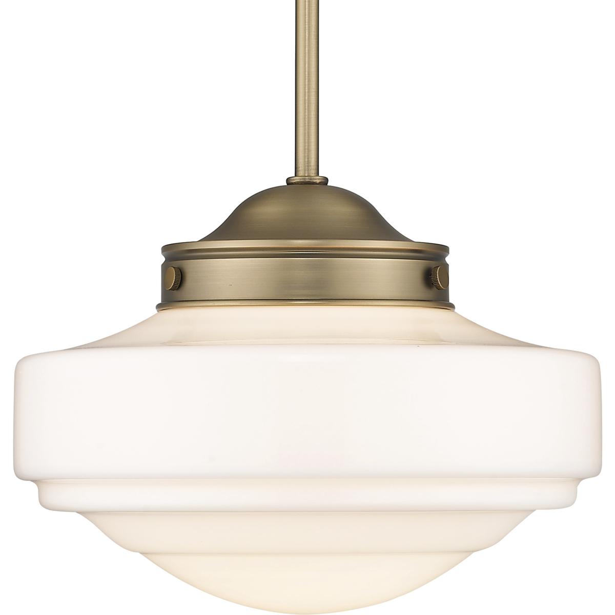 Golden Lighting 0508-M MBS-VMG Ingalls 1 Light 12 inch Modern Brass Pendant Ceiling Light in Vintage Milk Glass, Medium