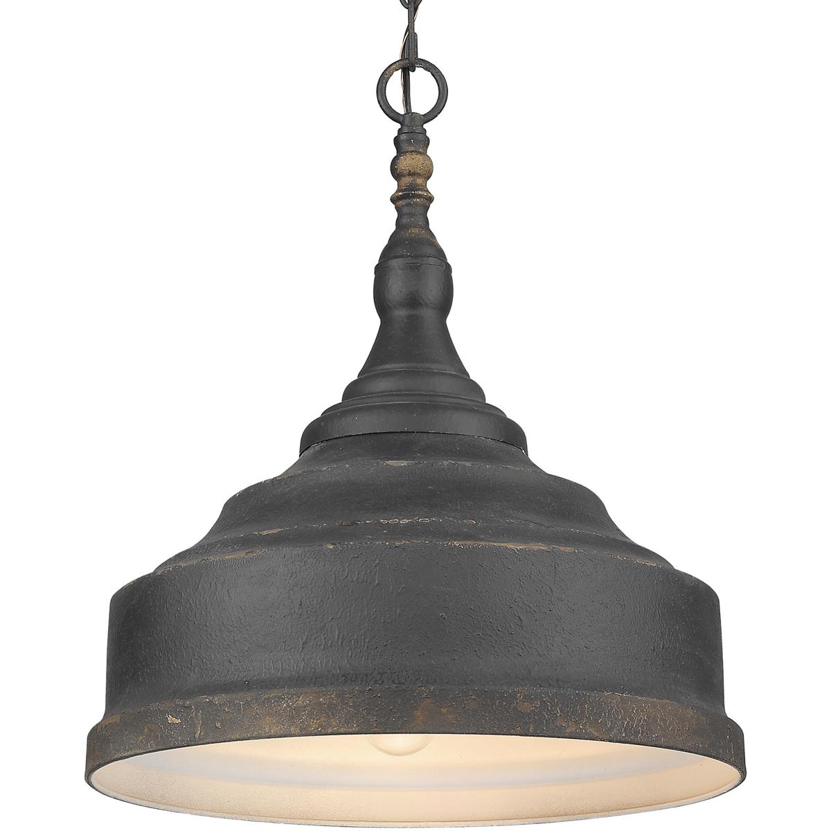 Golden Lighting 0806-3P ABI Keating Pendant Ceiling Light in Antique Black Iron