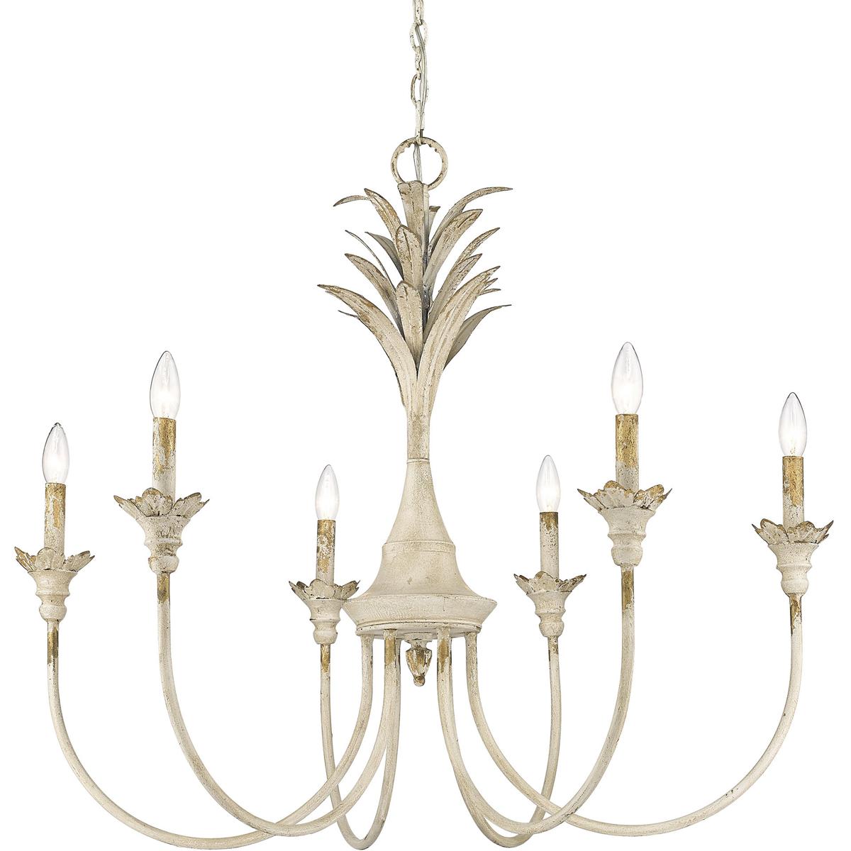 Golden Lighting 0846-6 AI Lillianne 6 Light 33.75 inch Antique Ivory Chandelier Ceiling Light