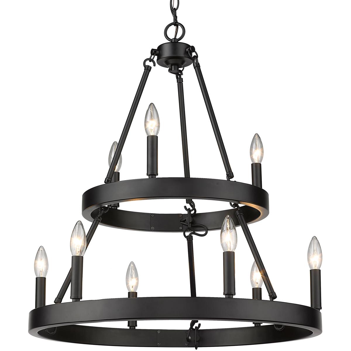 Golden Lighting 1017-36 BLK Alastair 9 Light 24 inch Matte Black Chandelier Ceiling Light