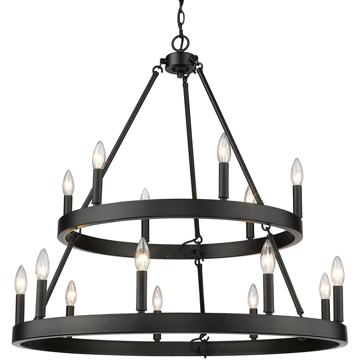 Golden Lighting 1017-69 BLK Alastair 15 Light 32 inch Matte Black Chandelier Ceiling Light