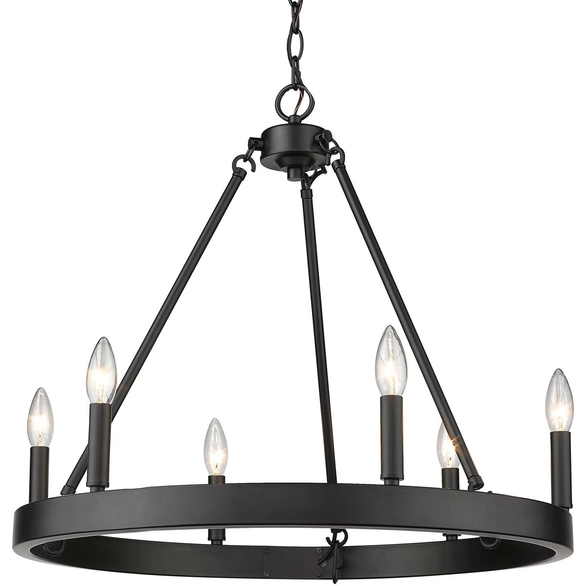 Golden Lighting 1017-6 BLK Alastair 6 Light 24 inch Matte Black Chandelier Ceiling Light