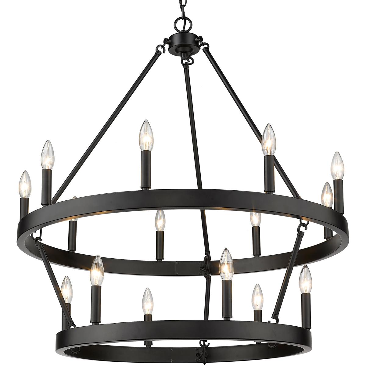 Golden Lighting 1017-96 BLK Alastair 15 Light 32 inch Matte Black Chandelier Ceiling Light