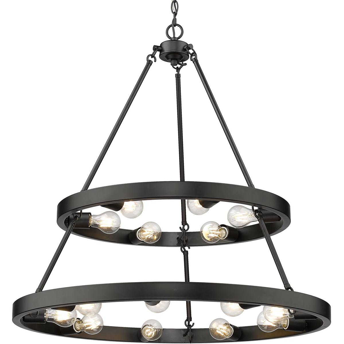 Golden Lighting 1019-69 BLK Castile 15 Light 32 inch Matte Black Chandelier Ceiling Light
