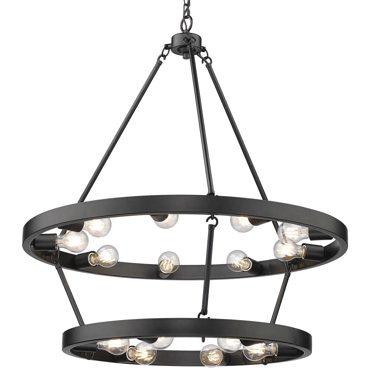 Golden Lighting 1019-96 BLK Castile 15 Light 32 inch Matte Black Chandelier Ceiling Light