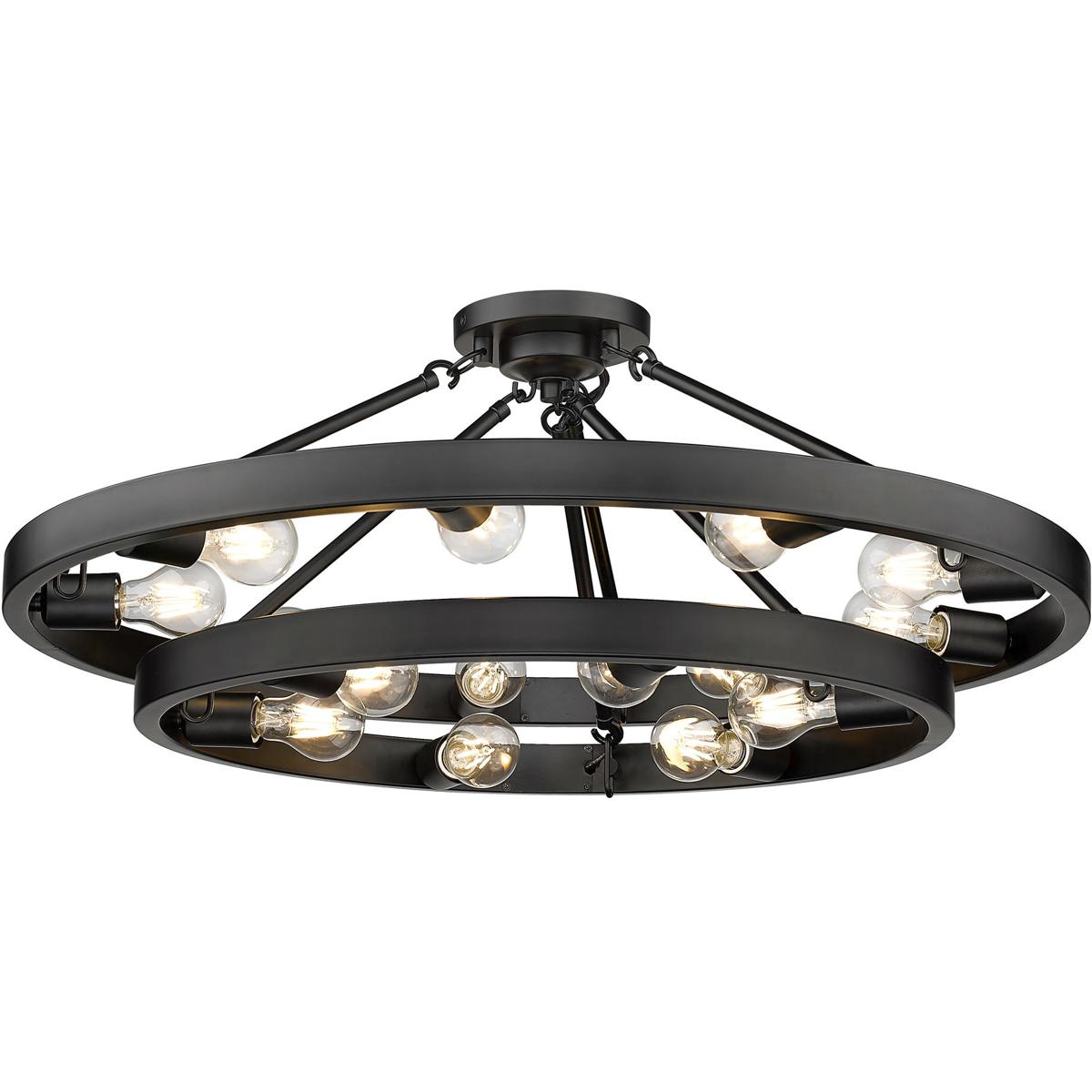 Golden Lighting 1019-96SF BLK Castile 15 Light 32 inch Matte Black Semi-Flush Mount Ceiling Light
