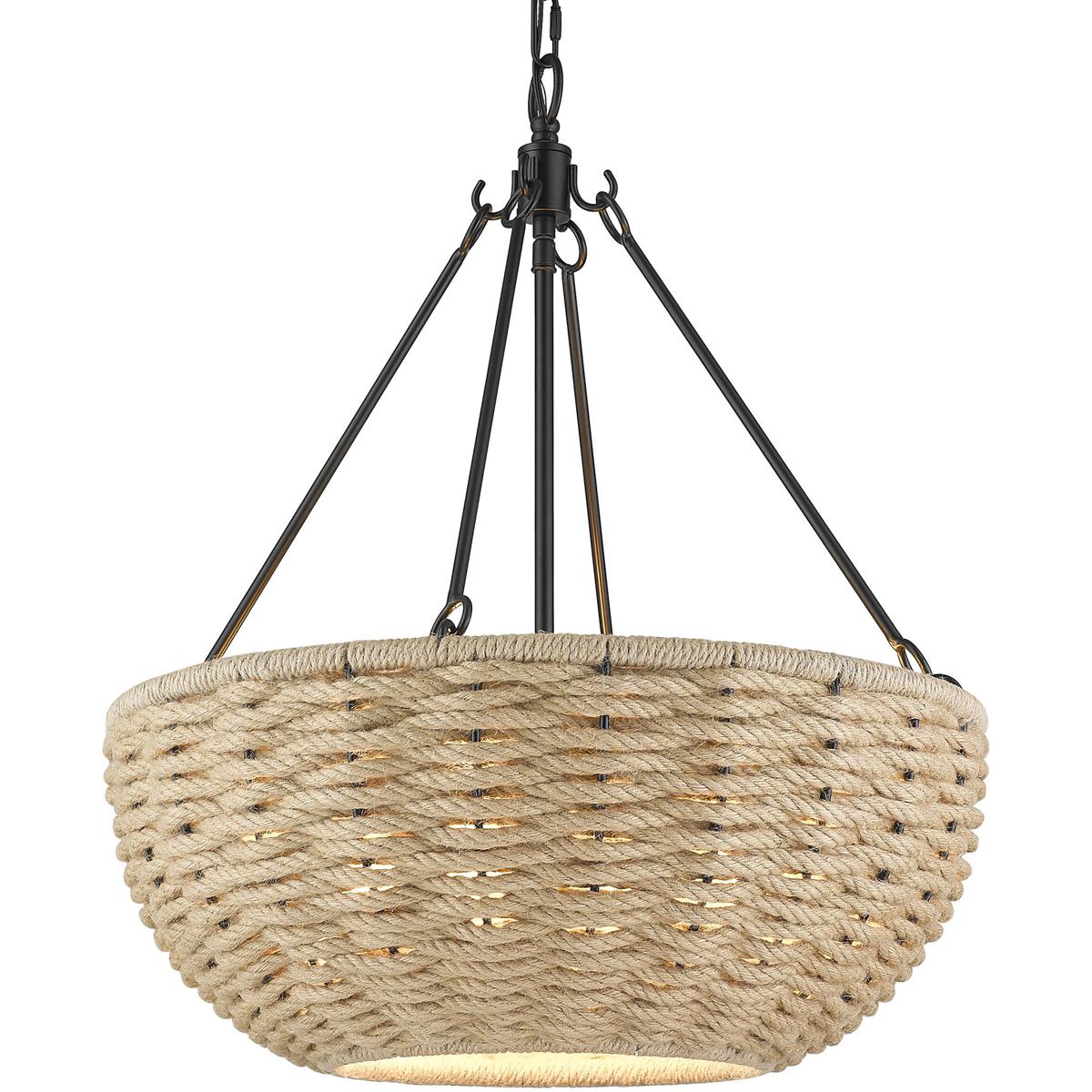 Golden Lighting 1073-4P BLK Hathaway 4 Light 20.25 inch Matte Black Pendant Ceiling Light