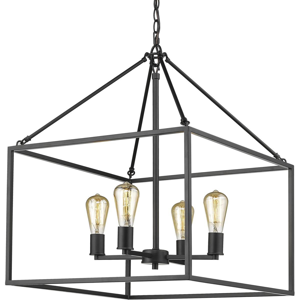 Golden Lighting 2072-4 BLK Wesson 4 Light 21 inch Matte Black Chandelier Ceiling Light