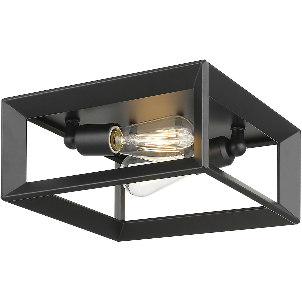 Golden Lighting 2073-FM BLK Smyth 2 Light 11.5 inch Matte Black Flush Mount Ceiling Light