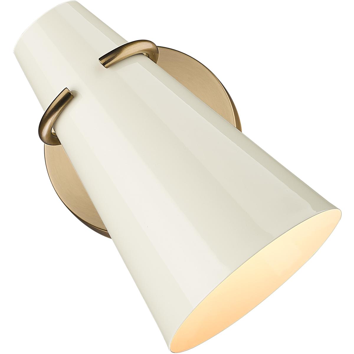 Golden Lighting 21221W MBSGE Reeva 1 Light 513 inch Modern Brass Wall Sconce Wall Light in Glossy Ecru