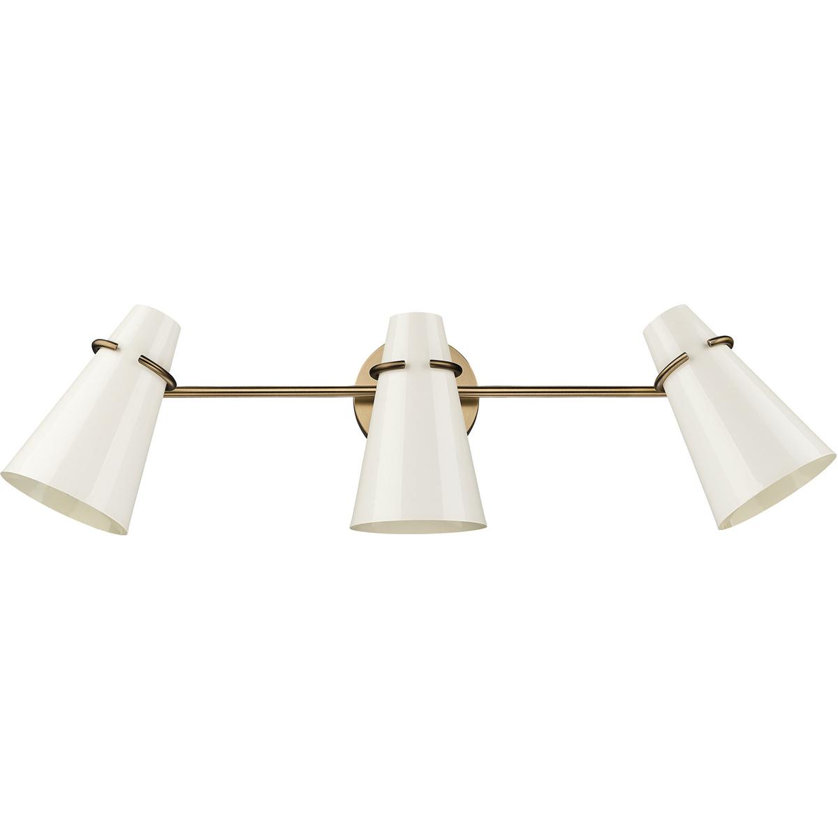 Golden Lighting 2122BA3 MBSGE Reeva Vanity Wall Light in Glossy Ecru