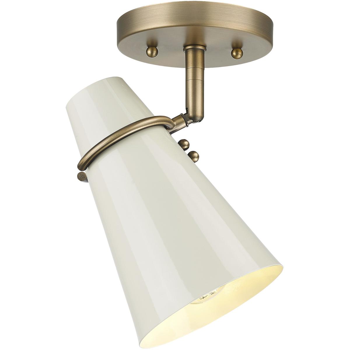 Golden Lighting 2122SF MBSGE Reeva 1 Light 7 inch Modern Brass SemiFlush Mount Ceiling Light in Glossy Ecru