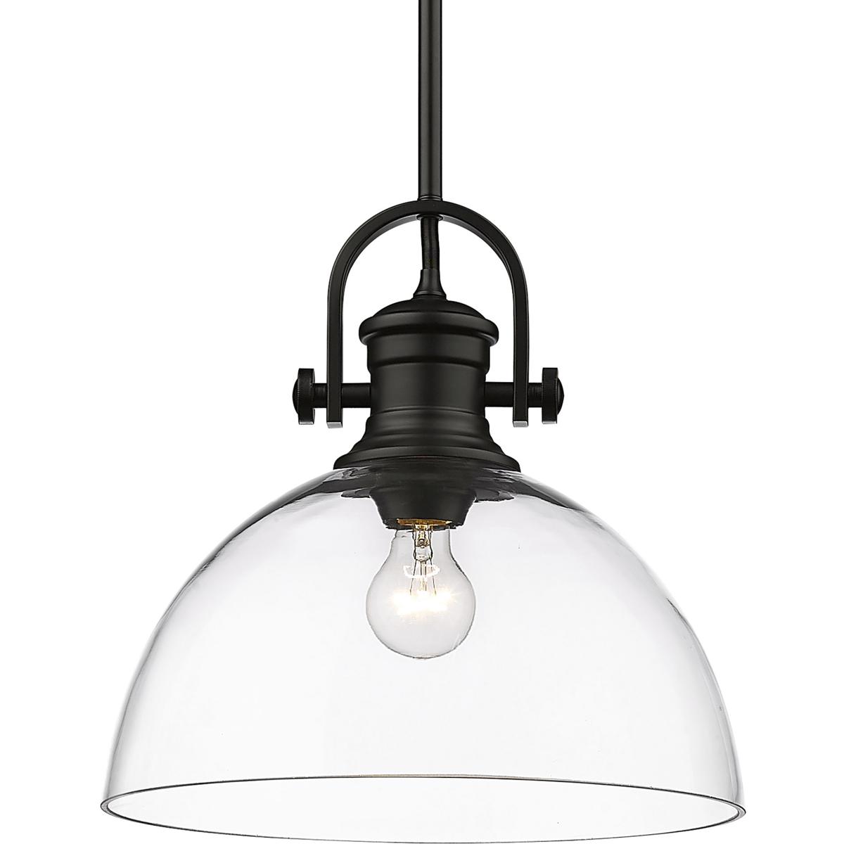 Golden Lighting 3118-L BLK-CLR Yep Hines 1 Light 13.5 inch Matte Black Pendant Ceiling Light in Clear Glass