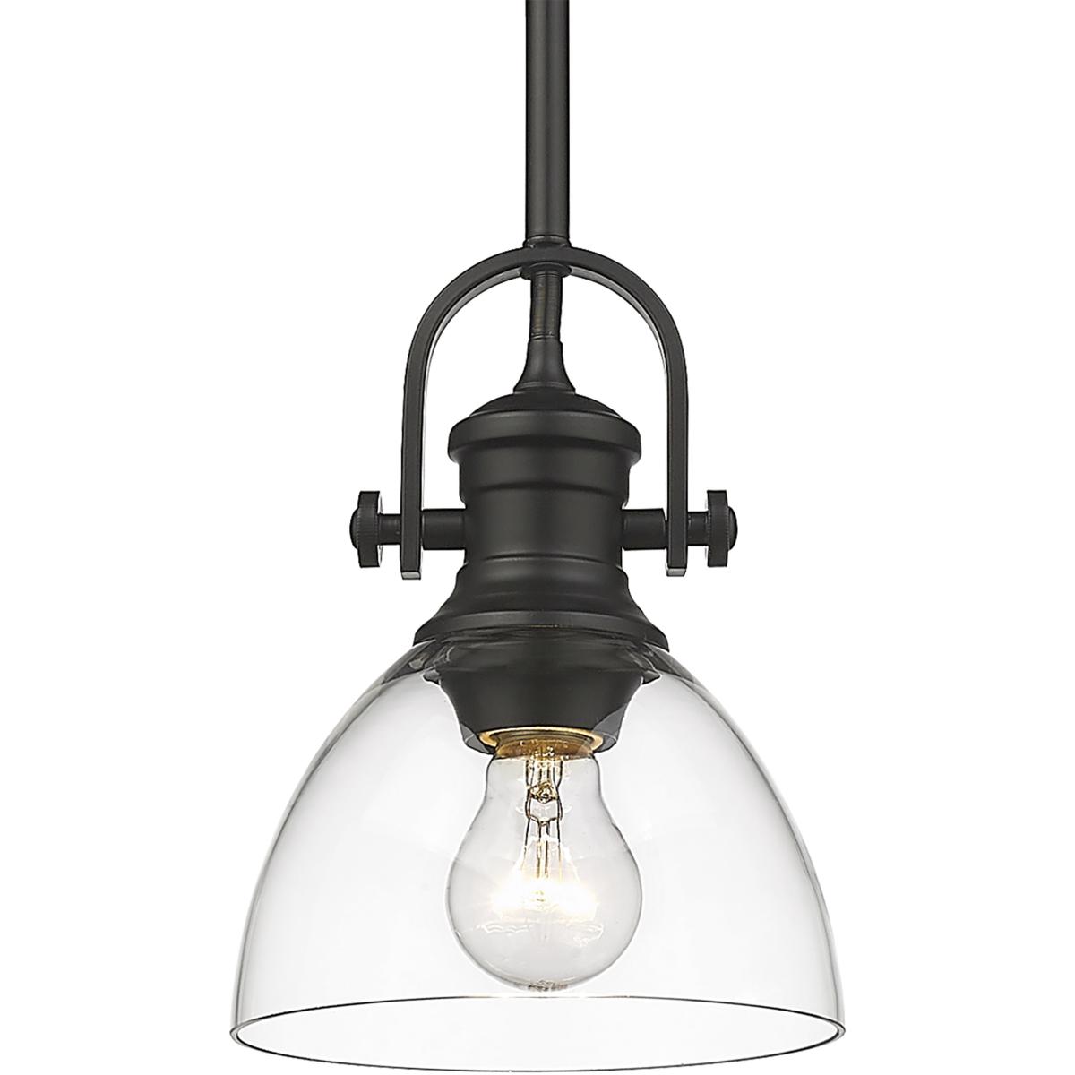 Golden Lighting 3118-M1L BLK-CLR Yep Hines 1 Light 6.88 inch Matte Black Pendant Ceiling Light in Clear Glass