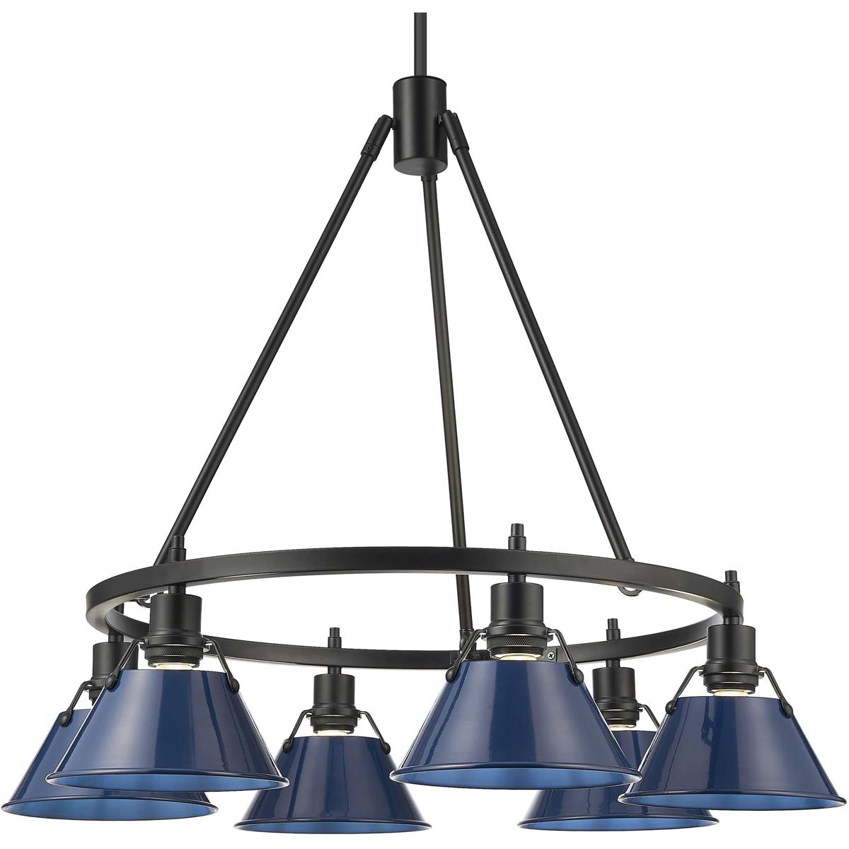 Golden Lighting 3306-6 BLK-NVY Yep Orwell 6 Light 29 inch Matte Black Chandelier Ceiling Light in Navy
