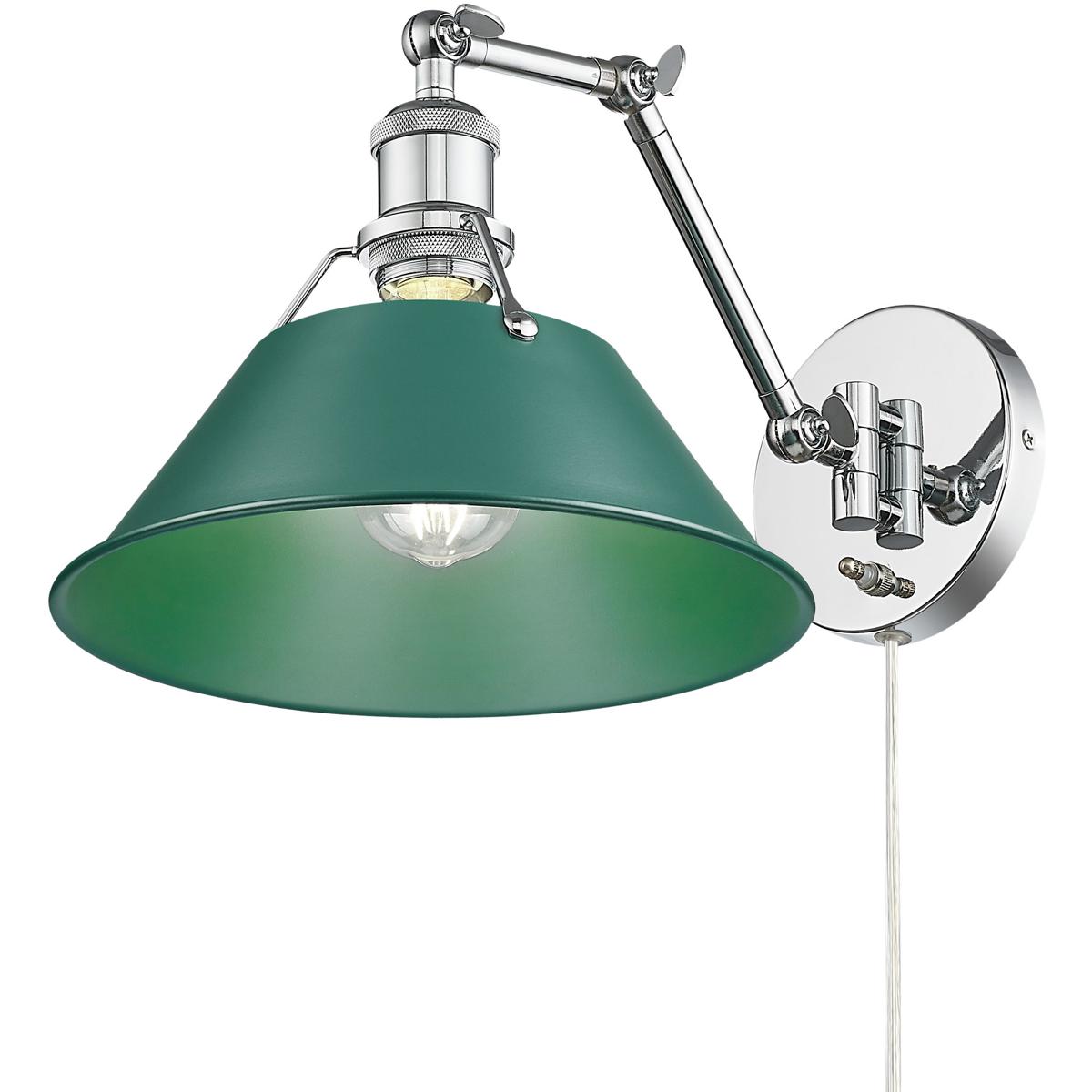 Golden Lighting 3306-A1W CH-GN Yep Orwell 1 Light 10 inch Chrome Swing Arm Wall Lamp Wall Light in Pine Green