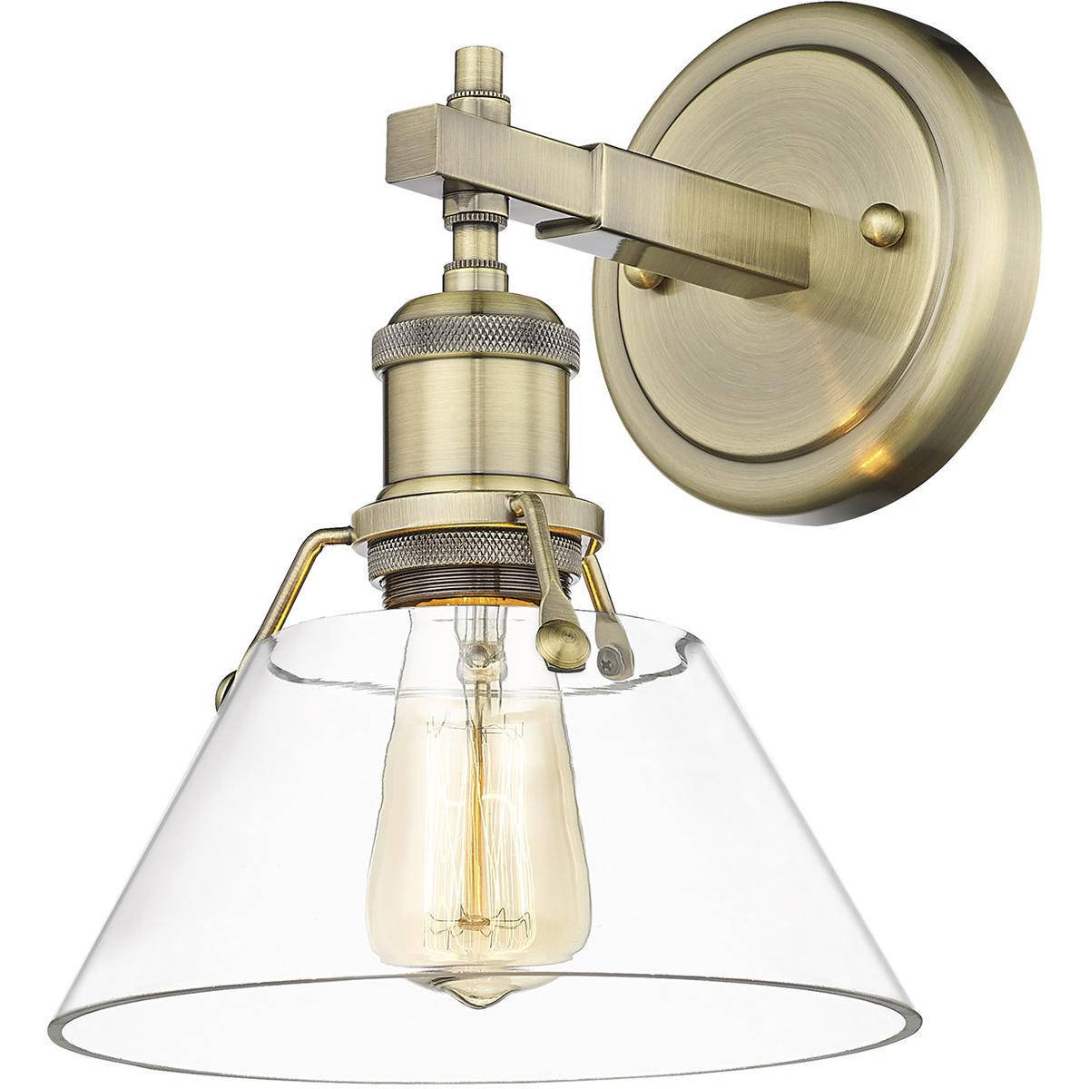 Golden Lighting 3306-BA1 AB-CLR Yep Orwell Vanity Wall Light in Aged Brass, Clear Glass