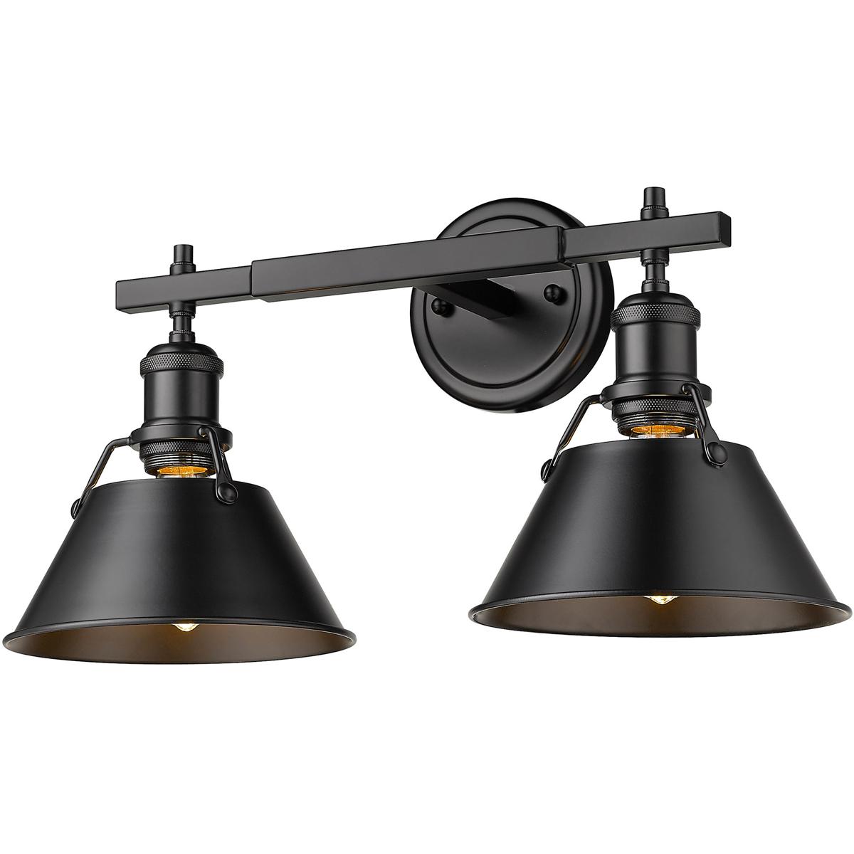 Golden Lighting 3306-BA2 BLK-BLK Yep Orwell Vanity Wall Light in Matte Black