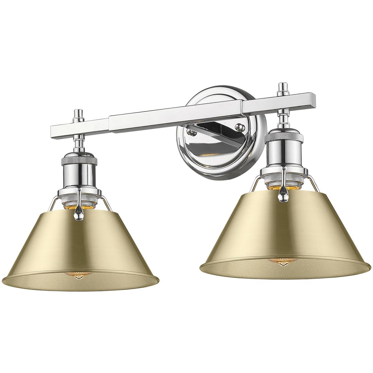 Golden Lighting 3306-BA2 CH-BCB Yep Orwell Vanity Wall Light in Chrome, Brushed Champagne Brass