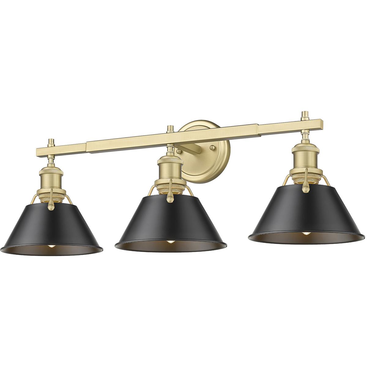 Golden Lighting 3306-BA3 BCB-BLK Yep Orwell Vanity Wall Light in Matte Black, Brushed Champagne Brass
