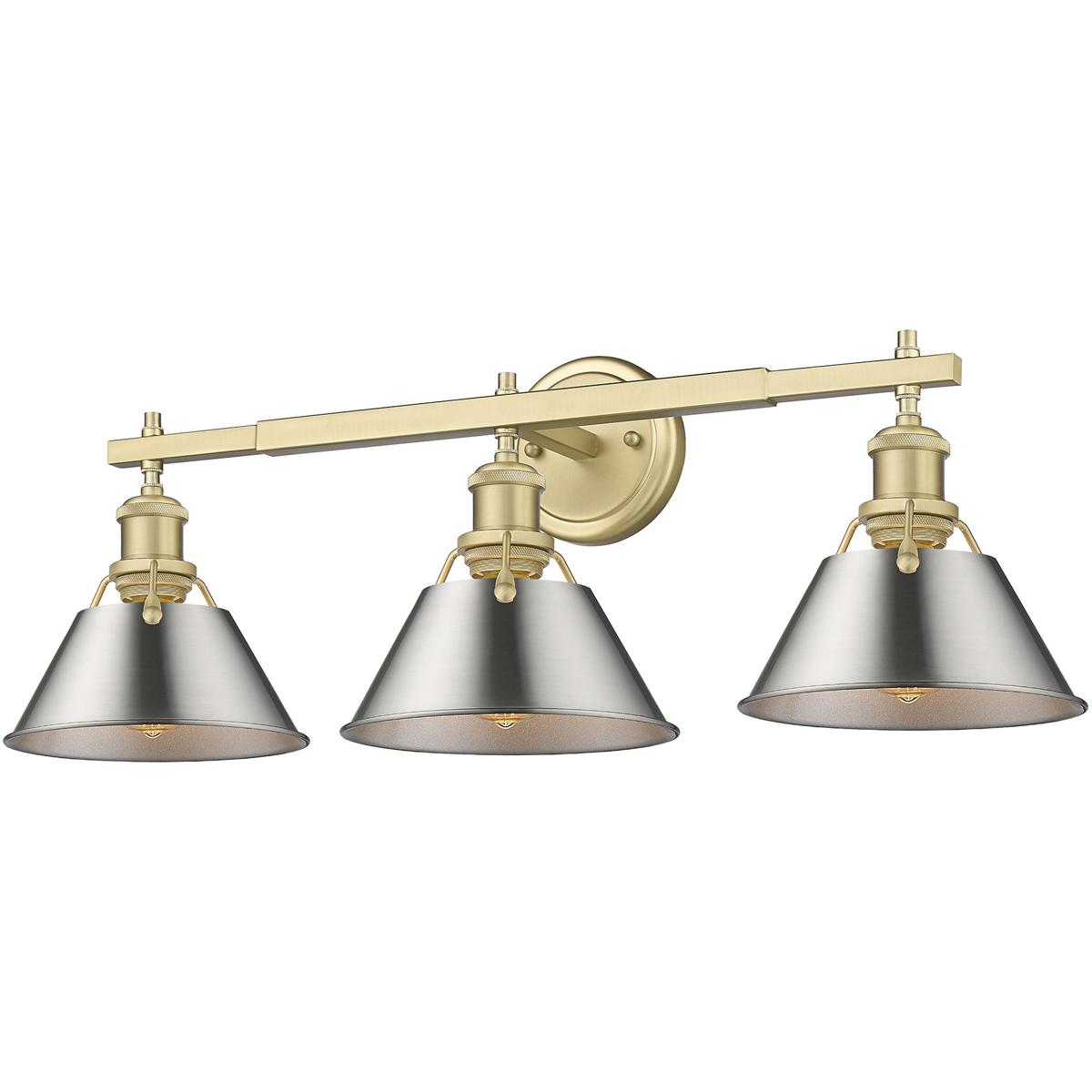 Golden Lighting 3306-BA3 BCB-PW Yep Orwell Vanity Wall Light in Pewter, Brushed Champagne Brass