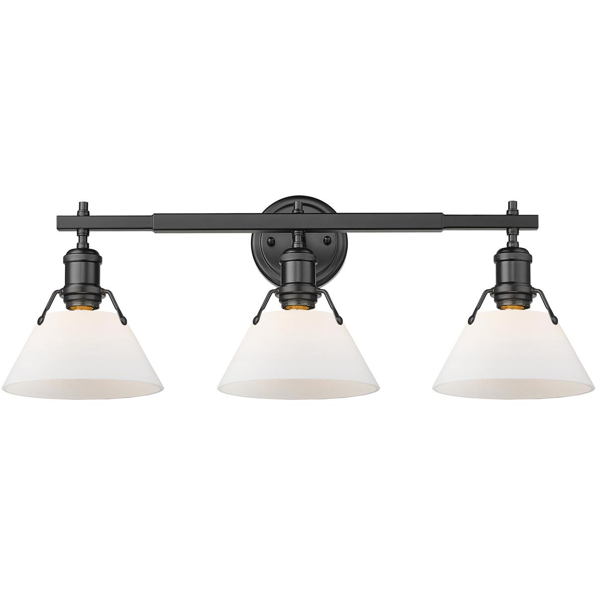 Golden Lighting 3306-BA3 BLK-OP Yep Orwell Vanity Wall Light in Matte Black, Opal Glass