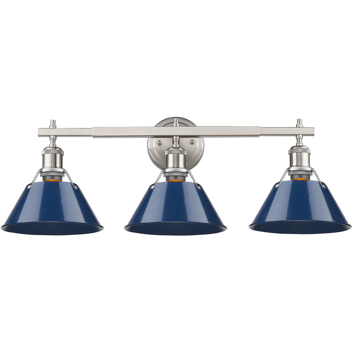 Golden Lighting 3306-BA3 PW-NVY Yep Orwell Vanity Wall Light in Pewter, Navy